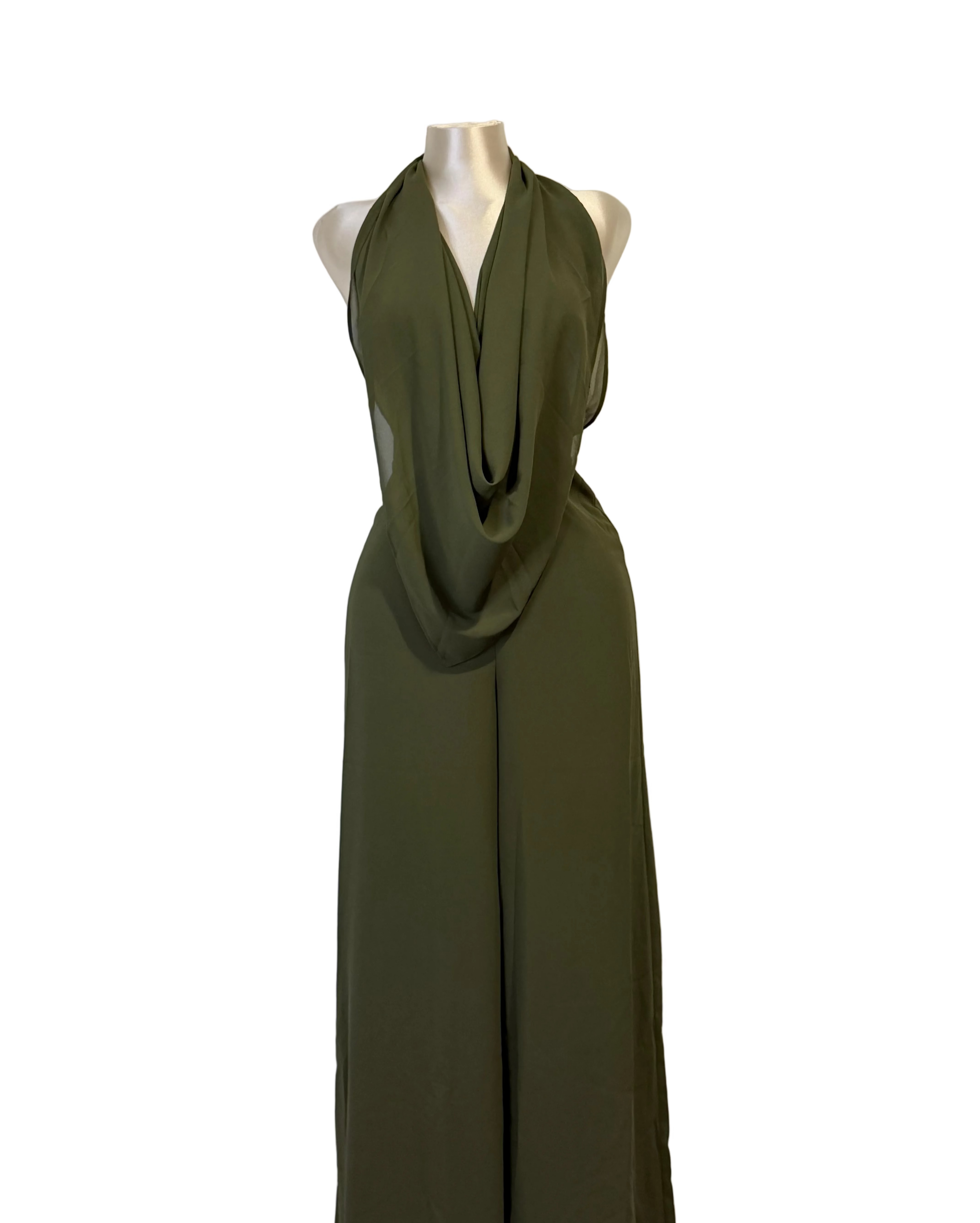 Olive Whisper Drape Jumpsuit